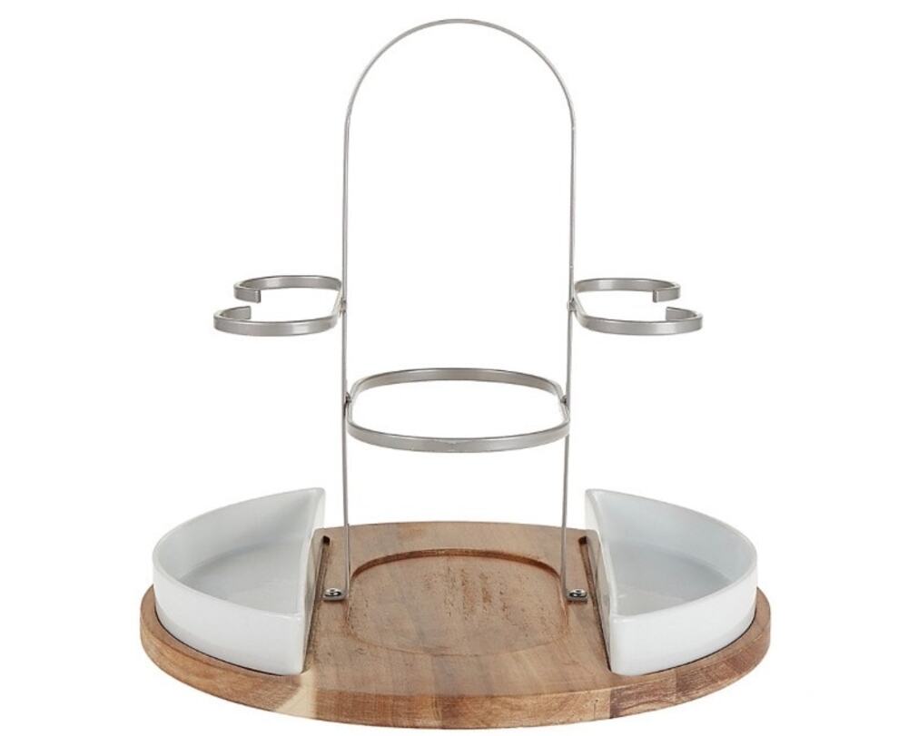 Our table Brown Wood Serving Table With Parts Included